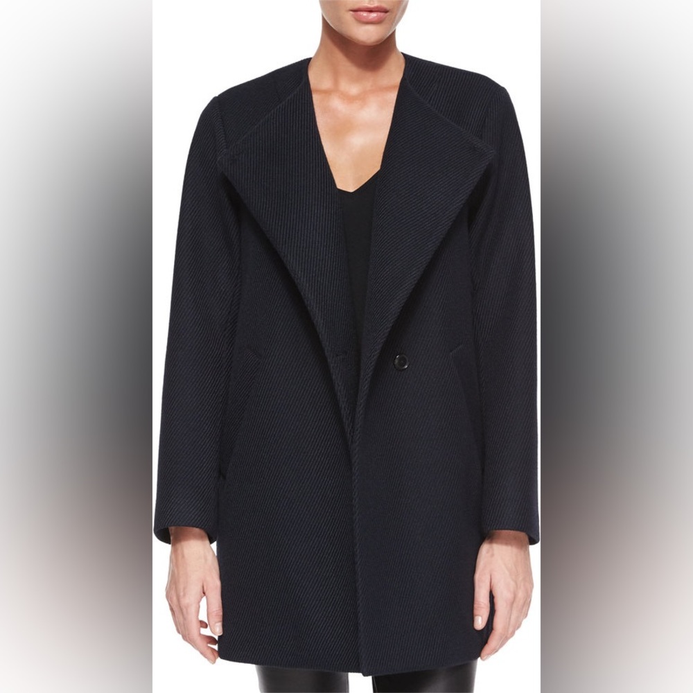 NWT Theory Venizka Camden Asymmetric Wool Blend Twill Coat